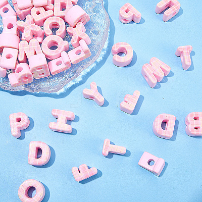 50Pcs Printed Opaque Acrylic European Beads MACR-SP0002-21A-1