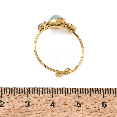 Natural Amazonite Adjustable Finger Rings for Women RJEW-A101-01G-01-1