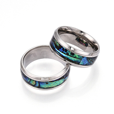 201 Stainless Steel Wide Band Finger Rings RJEW-T005-7-07-1
