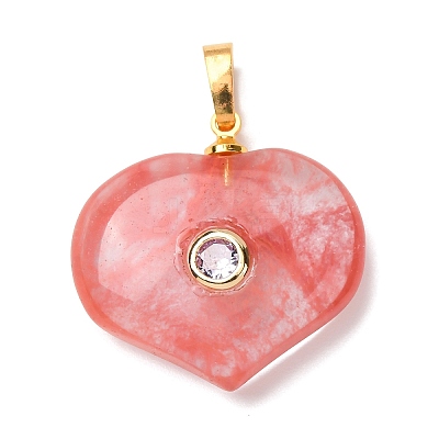 Cherry Quartz Glass Pendants G-B188-02G-01-1