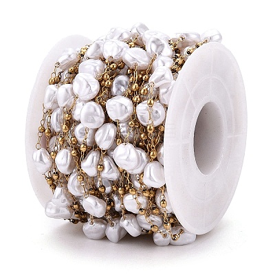 Handmade ABS Plastic Imitation Pearl Beads Chains CHS-T006-07G-1