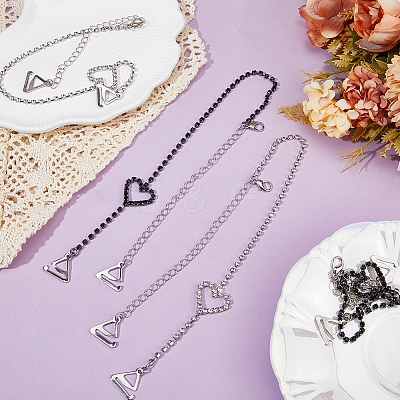 2 Pairs 2 Colors Heart Adjustable Alloy Rhinestone Chain Non-slip Bra Straps DIY-GF0007-75-1