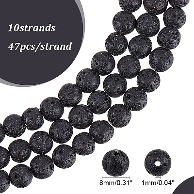 Synthetic Lava Rock Beads Strands X-G-S277-8mm-01-1
