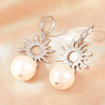 Sun Brass Hoop Earrings EJEW-Z164-13P-1