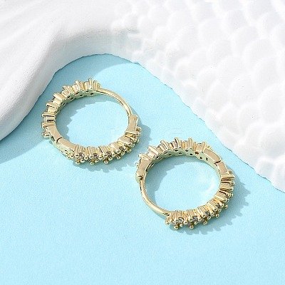 Brass Micro Pave Clear Cubic Zirconia Huggie Hoop Earrings EJEW-L231-44G-1