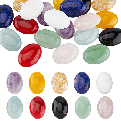 20Pcs 10 Styles Natural & Synthetic Mixed Gemstone Cabochons G-FH0002-56-1