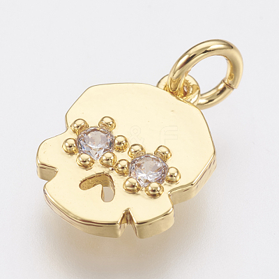 Brass Micro Pave Cubic Zirconia Charms ZIRC-F083-012G-RS-1