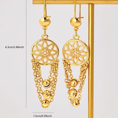 Elegant Brass Round Tassel Hoop Earrings XN7680-2-1