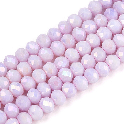 Anti-Tarnish Electroplate Rondelle Glass Beads Strands X-EGLA-T021-4mm-17-02-1