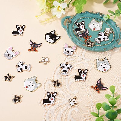 32Pcs 8 Styles Alloy Enamel Pendants ENAM-TA0004-18-1