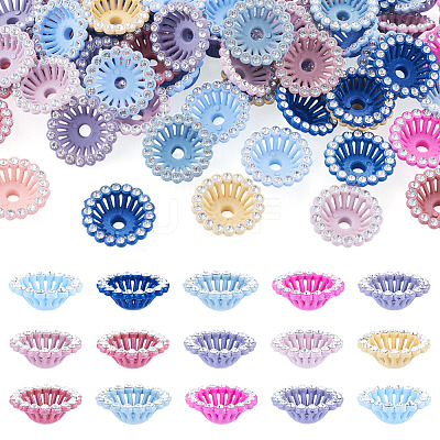 60Pcs Acrylic & Rhinestone Bead Caps MACR-TA0002-78-1