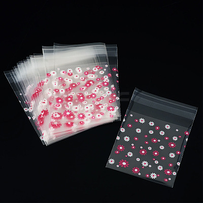 2 Bags Flower Printed OPP Cellophane Self Seal Bags OPC-TADJ0001-01-1