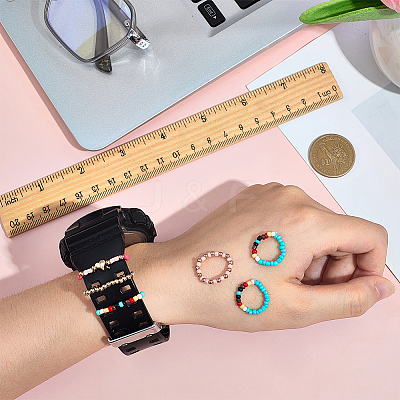 6Pcs 2 Styles Glass Beaded Decorative Rings for Smartwatch Band AJEW-CP0009-94B-1