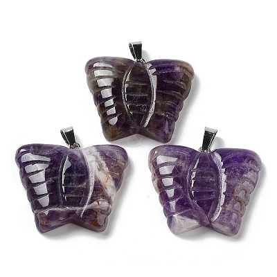 Natural Amethyst Carved Pendants G-B067-01B-1