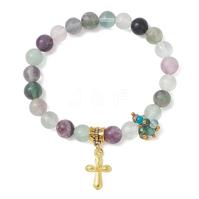 Religion Alloy Cross Charm Bracelets BJEW-JB13402-1