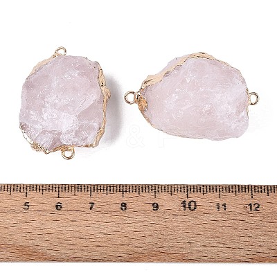 Raw Rough Natural Rose Quartz Nuggets Connector Charms G-Q606-08B-1
