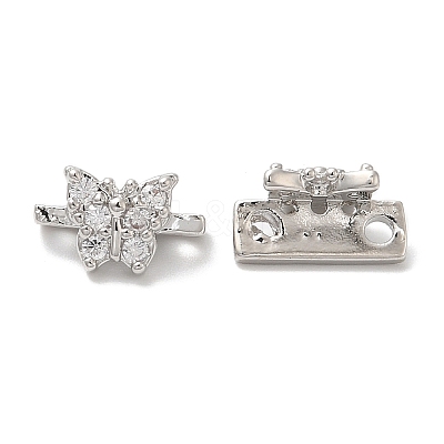 Brass Micro Pave Clear Cubic Zirconia Connector Charms KK-B074-03P-1