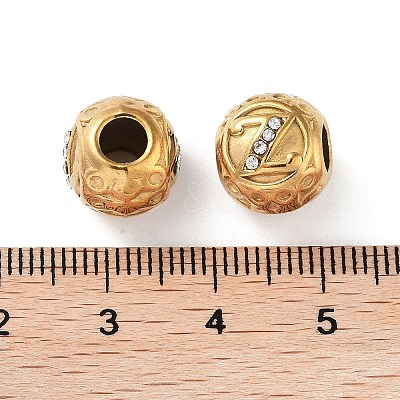 Ion Plating(IP) 304 Stainless Steel Rhinestone European Beads STAS-A092-10Z-G-1