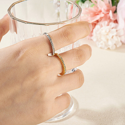 2Pcs 2 Colors Alloy with Crystal Rhinestone Finger Rings RJEW-TADJ0001-01E-1