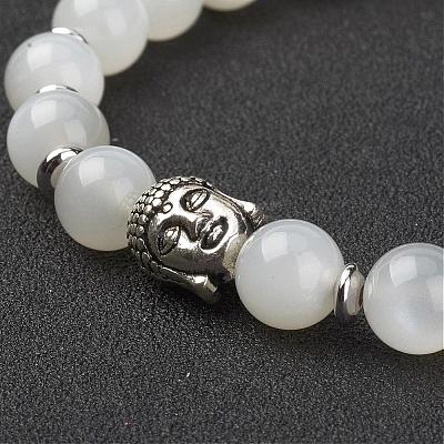 Natural White Moonstone Stretch Bracelets BJEW-JB02815-02-1