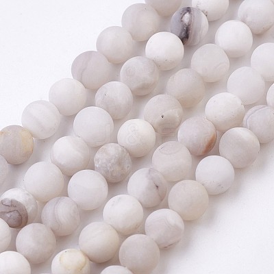 Natural White Agate Bead Strands G-J376-02-6mm-1
