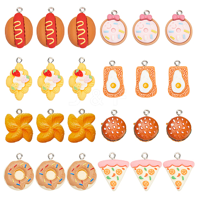 32Pcs 8 Styles Foods Opaque Resin Pendants RESI-SC0003-37-1