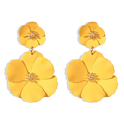 Flower Baking Paint Alloy Dangle Stud Earrings FS-WG1427E-07-1