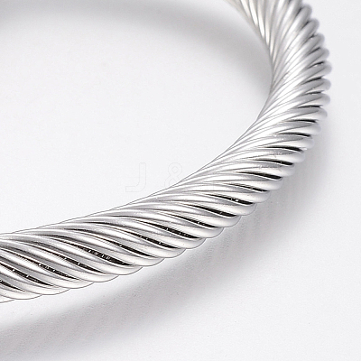 304 Stainless Steel Cuff Bangles Torque Bangles BJEW-H570-09-1