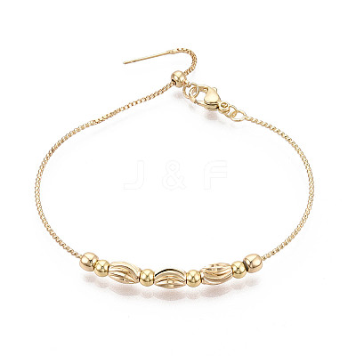 Adjustable Brass Beaded Slider Bracelets for Women BJEW-T022-23G-1