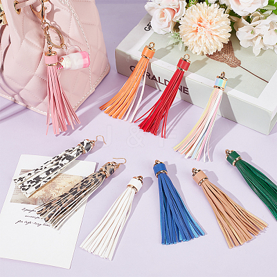 18Pcs PU Leather Tasserl Big Pendants FIND-CL0001-86-1