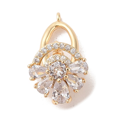 Brass Micro Pave Cubic Zirconia Twister Clasps KK-B100-069G-1