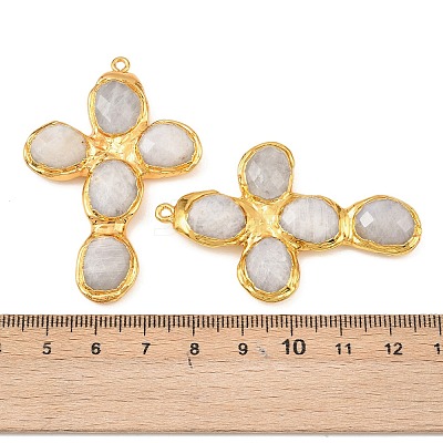 Natural Rainbow Moonstone Faceted Big Pendants KK-H516-27G-03-1