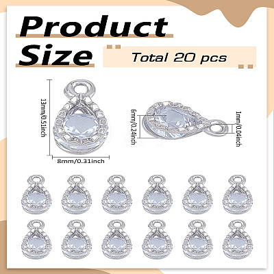 20Pcs Alloy Pendants ZIRC-LP0001-11P-1