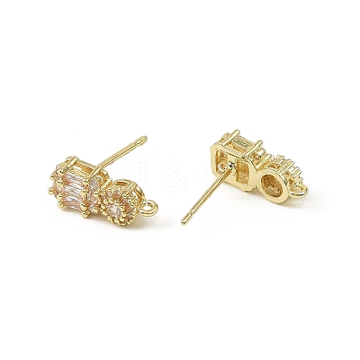 Brass Micro Pave Clear Cubic Zirconia Stud Earring Findings LS-KK-C107-06G-1