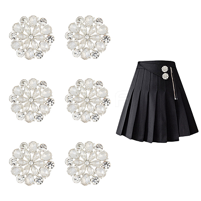 6Pcs Alloy Rhinestone Shank Buttons BUTT-MA0001-06-1