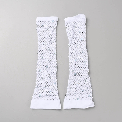 Nylon Mesh Long Gloves AJEW-WH20010-12B-1