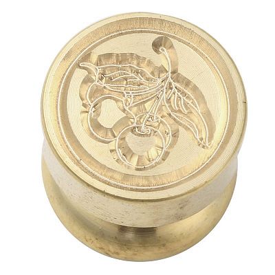 Golden Tone Round Wax Seal Brass Stamp Heads AJEW-M040-01G-D-1