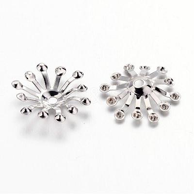 Platinum Iron Flower Bead Caps X-IFIN-D001-P-1