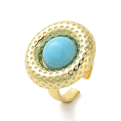 Resin Flat Round Open Cuff Ring RJEW-A035-02G-1