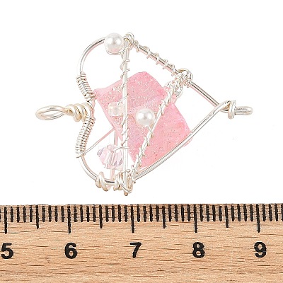 Electroplated Natural Quartz Copper Wire Wrapped Pendants PALLOY-TA00429-03-1