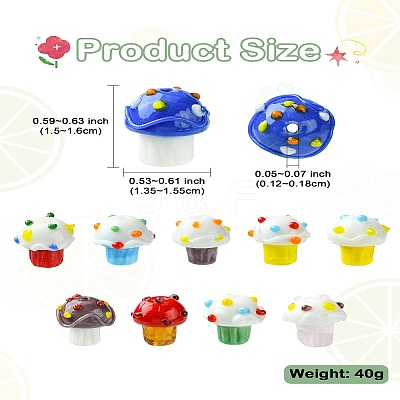 10Pcs 10 Colors Handmade Bumpy Lampwork Beads LAMP-CJ0002-16-1