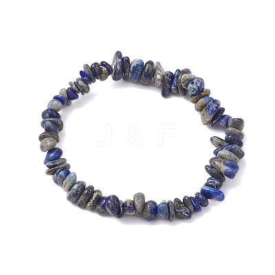 Natural Lapis Lazuli Chip Beaded Stretch Bracelets for Women Men BJEW-JB10652-03-1