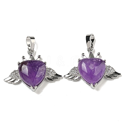 Natural Amethyst with Clear Cubic Zirconia Pendants G-G133-02P-22-1