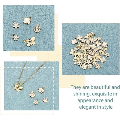 50Pcs 5 Style Rack Plating Brass Charms KK-FH0004-69-1