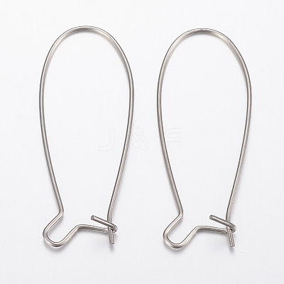 Tarnish Resistant 304 Stainless Steel Hoop Earrings Findings Kidney Ear Wires STAS-H434-46P-1