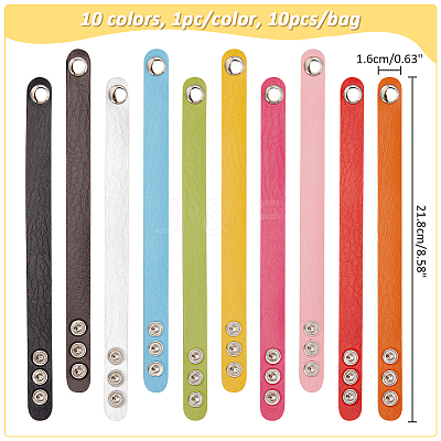 10Pcs 10 Colors Adjustable Leather Cord Bracelets Set for Women BJEW-NB0001-10-1