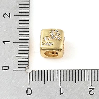 Brass Micro Pave Clear Cubic Zirconia European Beads LS-KK-K368-01G-10-1