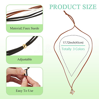 3Pcs Faux Suede Macrame Pouch  Pendant Necklaces NJEW-TAC0052-01-1