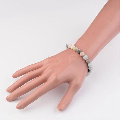 Natural Amazonite Beads Stretch Bracelets BJEW-JB02445-03-1