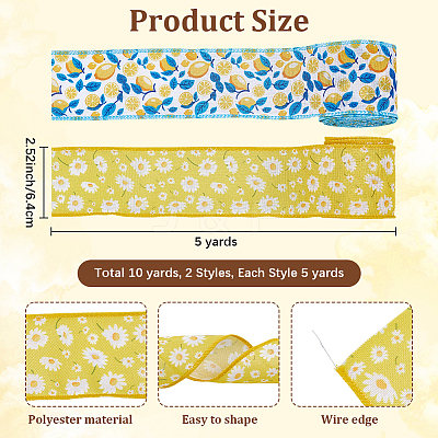 2 Rolls Burlap Ribbons SRIB-WH20009-007-1
